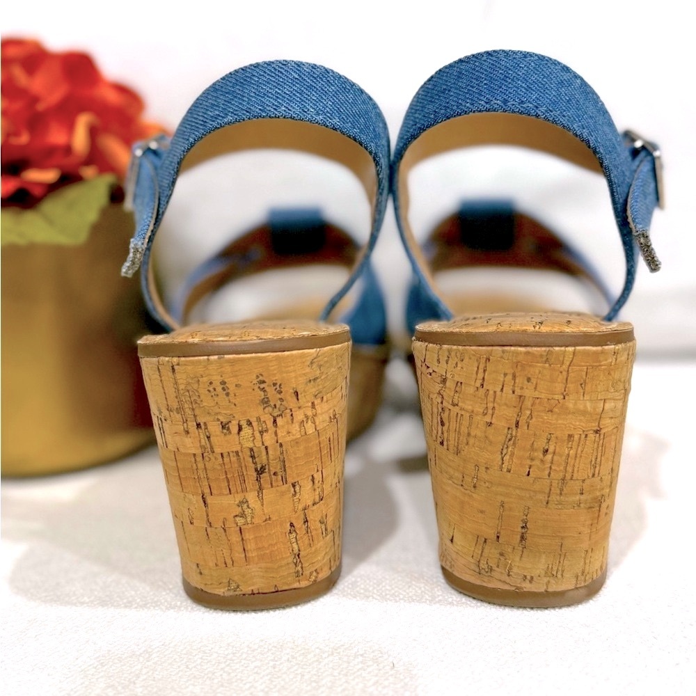 White Mountain Blue Wedge Sandals 7.5 - Picture 5 of 7